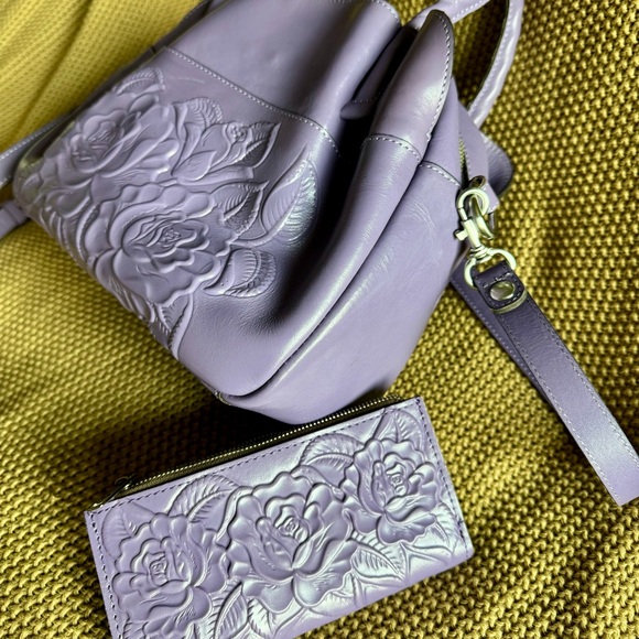 NWOT PATRICIA NASH ASHFORD LEATHER SATCHEL & NAZARI WALLET AMETHYST - Picture 14 of 16